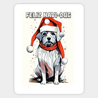 Funny Christmas Quote Cute Santa Claus Dog Illustration for Pet Lovers and Owners Magnet